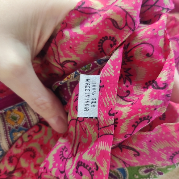 100% Silk Adjustable Reversible Sarong Wrap Maxi Midi Skirt Free Size - Picture 13 of 14